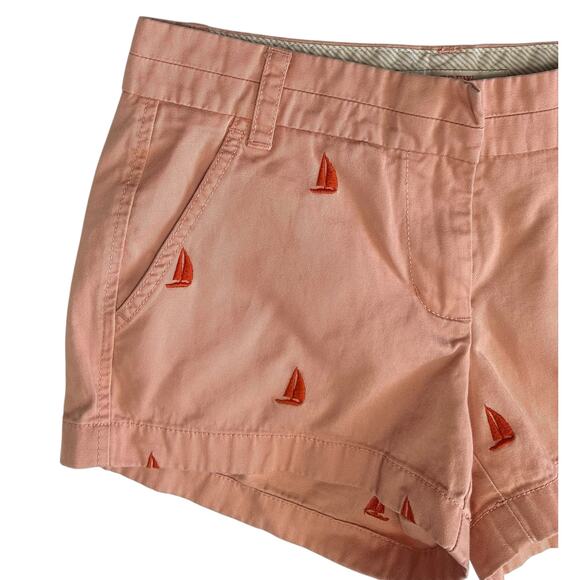 2/$30 J. Crew Broken-In Chino Sailboat Shorts Peach Embroidered Size 2 - Picture 3 of 9